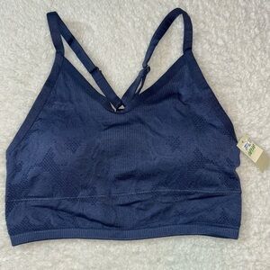 Aerie Seamless Jacquard Padded Longline Bralette Blue Size XL NWT